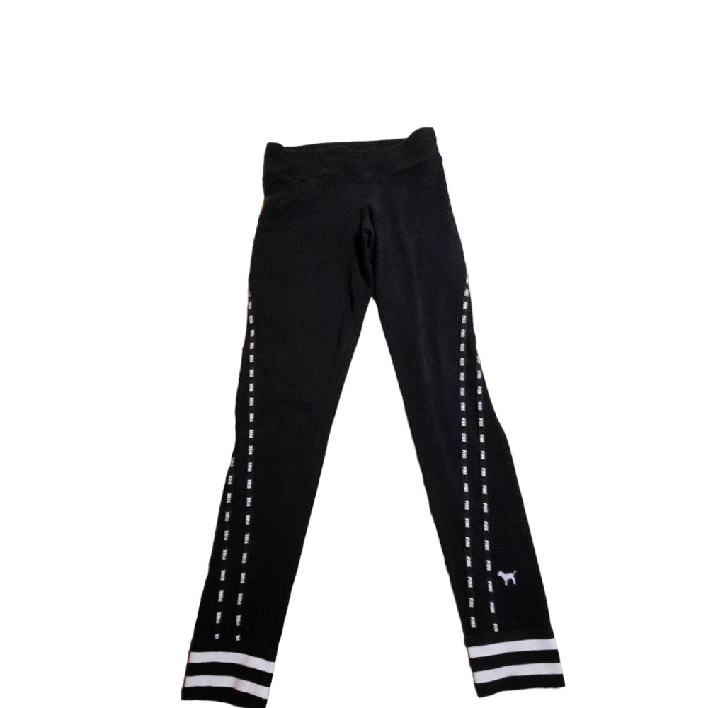 Pink Victoria's Secret Black Yoga Pants Size Medium - Picture 1 of 8
